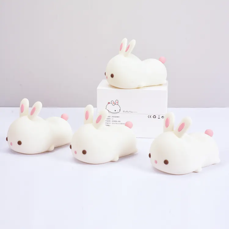 Led Night Light Cute Bunny Night Lamp With Touch Switch Portable Silicone Night Lights For Baby Room Bedroom Living Room Camp