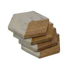 Wholesale Custom Logo Natural Eco-friendly Square Round Wooden & <b>Marble</b> <b>Coasters</b> for Drinks Coffee Tea - Product Image 2