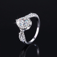 Hete Verkoop S925 Sterling Zilveren Peer Gesneden 1ct Moissanite Ring Traan Vorm Luxe 1 Karaat D Kleur Moissanite Ring Voor Vrouwen