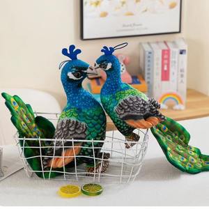 Animal simulé Paon à <span class=keywords><strong>plumes</strong></span> bleues Peluche Animal Oiseau Photographie Prop Poupée simulée Figurine Poupée Jouet - Product Image 2