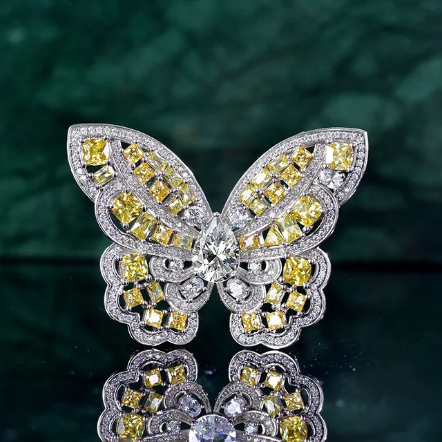 925 argent lot de bijoux décoratif insectes broches broches femmes filles grand cristal papillon de sécurité broches personnalisé