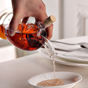 56H Fournitures Sauce Soja Vinaigre Bouteille 2 <span class=keywords><strong>en</strong></span> 1 Verre Clair Huile D'olive et Vinaigre Distributeur Cruet Bouteilles Avec Bouchons <span class=keywords><strong>En</strong></span> Liège - Product Image 6