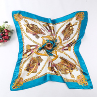 Vente chaude à la mode couronne chaîne motif imprimé magasin en ligne écharpe carré Satin foulard cheveux écharpe