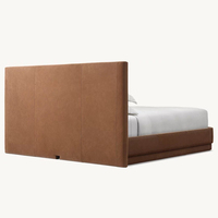 Lit en tissu de bois massif Simple 1.8m 2.2m Lit double Chambre à coucher Lit king size haut de gamme pour usage domestique Dossier doux rétro français