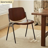 Chaise de salle à manger vintage sans accoudoirs à dossier haut, structure en acier inoxydable, empilable, style moderne du milieu du siècle, pour salles à manger et salons