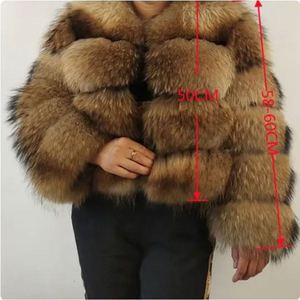 3022 luxe hiver femmes fausse fourrure de lapin manteau grande taille noir marron raton laveur veste courte <span class=keywords><strong>Trench</strong></span> vêtements d'extérieur manteau d'hiver - Product Image 6
