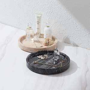 Bandeja Otomana Redonda de Mármol Natural Interreligioso, Travertino Contemporáneo, para Tocador, Decoración del Hogar - Product Image 4
