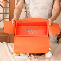 Caja de Regalo de Cuero PU de Lujo con Diseño Creativo Personalizado 2025, Caja de Embalaje para Pasteles de Luna del Festival de Medio Otoño con Asa y Cierre