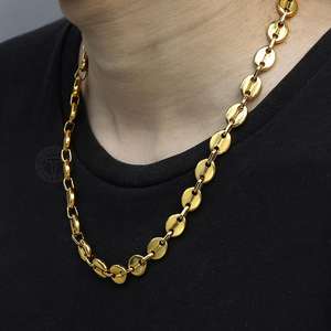 Grains <span class=keywords><strong>de</strong></span> <span class=keywords><strong>café</strong></span> lien <span class=keywords><strong>chaîne</strong></span> 7/9/11MM collier couleur <span class=keywords><strong>or</strong></span> couleur argent acier inoxydable hommes femmes géométrique corde bijoux en gros - Product Image 3