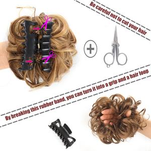 Perruque, anneau de cheveux, coiffe pour chignon à clip, fleur, boule de cheveux, 15 cm, chignon désordonné, fibre chimique, style simple - Product Image 5
