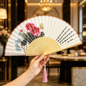 Chinese Style Folding Fan Hand Painted Bamboo Fan For Hanfu Cheongsam Women Summer Use - Product Image 4
