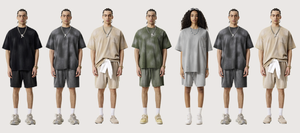 T-shirt estiva di marca americana alla moda con sputi pesanti di ippocastano sfumato ampio Set di pantaloncini a maniche corte di grandi dimensioni - Product Image 6
