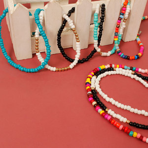 Böhmische runde Harz Halskette Multi color Acryl Small <span class=keywords><strong>Measle</strong></span> Perlen Long Choker für Partys Modische Perlenketten - Product Image 4
