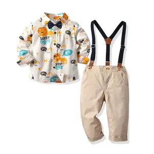 कॉस्टयूम 7 साल की उम्र के लड़के के लिए Suppliers-बच्चे लड़कों कपड़े सेट बच्चा लड़का सज्जन धनुष टाई कपास शर्ट पैंट औपचारिक दो टुकड़ा आउटफिट DGRT-066