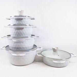 Collection de batterie de cuisine polyvalente 10 pièces motif brique, casseroles 20-32 cm, cocotte peu profonde 28 cm, base artistique, <span class=keywords><strong>kit</strong></span> en gros - Product Image 6