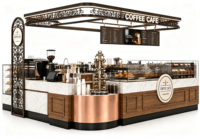 Kiosque à café en bois moderne et personnalisé, stand de café pour centre commercial, kiosque de vente de boissons et de nourriture en intérieur