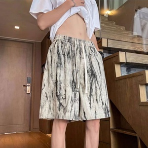 Shorts cargo d'été pour hommes 100% polyester Pantalons de sport décontractés Taille élastique Taille mi-haute Motif uni Tissage tricoté - Product Image 2