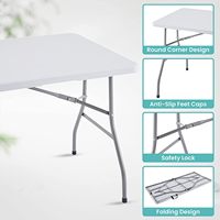Table pliante moderne en plastique pour événements extérieurs, 180 cm (72 pouces), légère, pour 10 personnes, idéale pour la location de salles de fête et les événements en plein air.