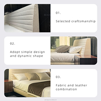 Ensemble de lit king-size Roger au design minimaliste, lit capitonné en cuir, tête de lit en tissu inclinable pour
