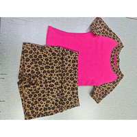 Set 2 Potong Motif Leopard Pinggang Tinggi Atasan Lengan Pendek dan Celana Pendek untuk Wanita dengan Bando Pakaian Sehari-hari Logo Kustom Streetwear OEM