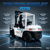 Chariot élévateur contrepoids diesel TCM FD70 7 tonnes, longueur de la fourche 1220 mm, largeur de la fourche 150 mm, avec moteur Isuzu 6BG1 pour entrepôt lourd