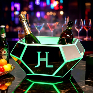 Color Changing Cooler Bucket Layer Square <b>Bar</b> Beer Ice Bucket Champagne Wine Drinks Beer Bucket for KTV Party <b>Bar</b> Home Wedding - Product Image 1