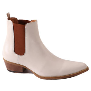 Ammortizzatore resistente da <span class=keywords><strong>uomo</strong></span> Top in pelle di mucca stivali Chelsea Casual antiscivolo scarpe bianche stile Cowboy - Product Image 2