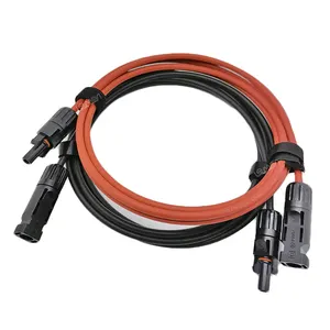 1 Paar Zonnepaneel Verlengkabel Koperdraad Zwart En Rood Zonnepaneel Connector Solar Pv Kabel 6Mm 10AWG