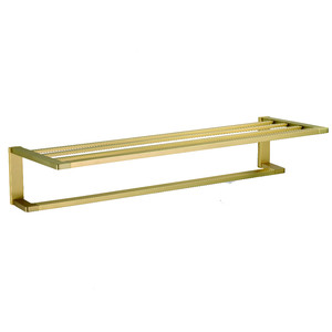 Set di accessori da bagno per la casa di lusso scopino da bagno moderno oro e portabottiglie in oro rifinito in ottone - Product Image 6