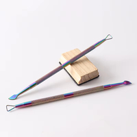 Outils de manucure double tête pour nail art, dissolvant de vernis gel, repousse-cuticules triangulaire en titane arc-en-ciel, outils de manucure pour élimination des peaux mortes