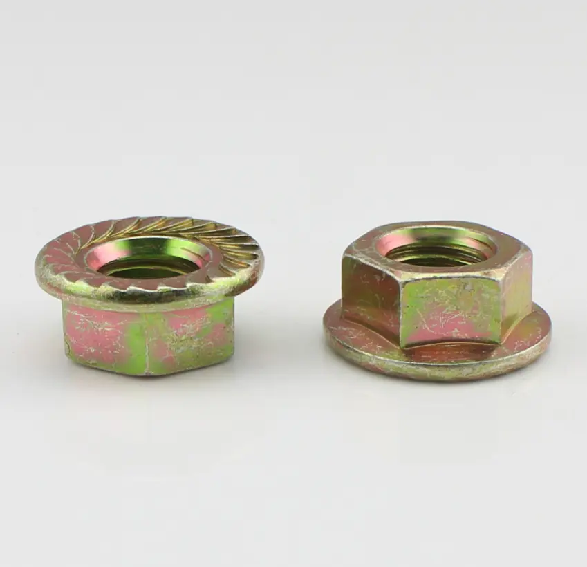 Galvanized Hex Flange Nut with Non-slip Tooth Zinc Plated Flange Castle Nuts Hexagon Flange Nuts