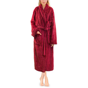 Red Women <strong>Fleece</strong> Sleep Robe Sherpa Fluffy Pajamas <strong>Super</strong> <strong>Soft</strong> and Warm Bathrobe Loungewear Long <strong>Pyjama</strong> Robe - Product Image 1