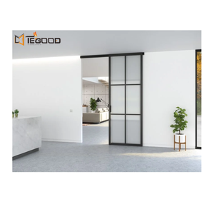<span class=keywords><strong>Puerta</strong></span> Corredera Moderna de <span class=keywords><strong>3</strong></span> Paneles de Vidrio Templado con Marco de Aluminio, Sistema de Enlace Portátil, Puertas Correderas Interiores Telescópicas de Fibra de Vidrio - Product Image 2