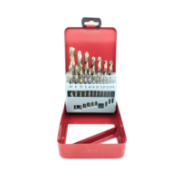 Juego de Brocas Helicoidales HSS de 19 Piezas con Vástago Redondo Brillante DIN338, Caja Metálica de Fábrica OEM Personalizada, Buena Calidad, Garantía de 3 Años