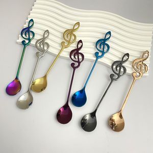 Cuillère à notes musicales en acier inoxydable 304, sans danger pour les aliments, pour la crème glacée, le mélange de desserts, couleur unie, lavage à la main uniquement - Product Image 3