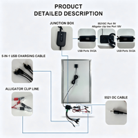 Kit Panel Surya Monokristalin 12W Grosir, Tahan Air, Portabel untuk Luar Ruangan, Pengisi Daya Baterai Ponsel Tenaga Surya