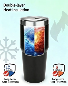 Insulated 30oz Travel Mug <b>with</b> Handle Flip <b>Straw</b> 304 Stainless Steel Vacuum Coffee Cup for Car Home Office Leakproof Portable Dr - Product Image 3