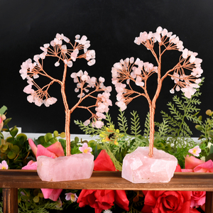 Handmade Crystal Money <b>Tree</b> Raw Rose Quartz Base Natural Amethyst Tumbled Stone <b>Gem</b> <b>Tree</b> for Fengshui - Product Image 6