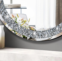 Miroir mural rond de luxe moderne avec décor en cristal effet diamant pour la décoration de la maison, salon, salle de bain, hôtel