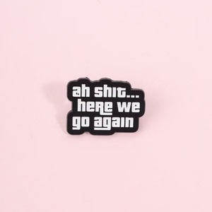 Pin de Esmalte de Alta Calidad en Blanco y Negro con Diseño de Hada, Personalizado 'Ah Shit Here We <span class=keywords><strong>Go</strong></span> Again', de Aleación de Esmalte Duro, Souvenir al por Mayor - Product Image 2
