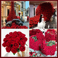 Flores Artificiales de Rosa en Rosa Intenso y Naranja, Decoración Moderna para Pascua, Navidad, Fiestas de Verano y Festivales
