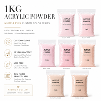 Poudre acrylique scintillante non toxique de qualité professionnelle pour salon, avec logo personnalisé OEM, ensemble de poudre à tremper pour ongles 3 en 1 rose 1KG
