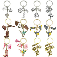 Porte-clés Cowboy Western en Alliage de Zinc Argenté avec Fer à Cheval, Bottes et Chapeau – Idéal pour Cadeau Promotionnel (Vente en Gros)