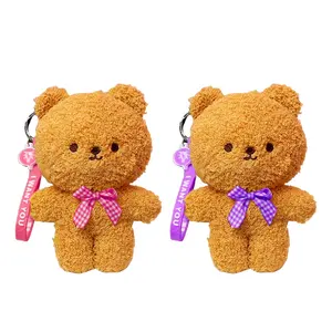 Benutzer definierte Werbe Plüsch Teddybär Schlüssel bund Schöne kleine Plüsch tier Anhänger für Geschenke