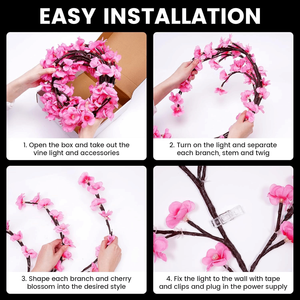 Nuove <span class=keywords><strong>Luci</strong></span> <span class=keywords><strong>LED</strong></span> a Forma di Fiori di Pesco Rossi, Fiori di Ciliegio e Rami di Salice per Decorazioni Natalizie da Parete con Rami d'<span class=keywords><strong>Albero</strong></span> - Product Image 4