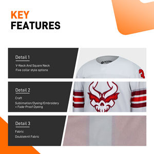 Индивидуальный дизайн, термотрансферная печать, 100% полиэстер, хоккейные джерси для командных игр, бренд PUCKPROS, ткань 220 г, услуги OEM - Product Image 3