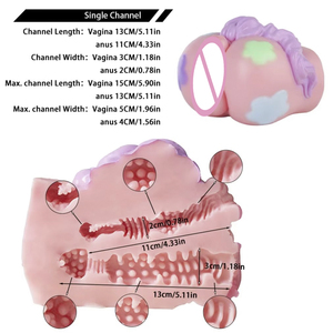 GEEBA Pink Horse Realistic Pocket Pussy Male Masturbator With Doule Channel Realistic Vagina Men's Stroker Adult Sex Toy Onahole - Product Image 3