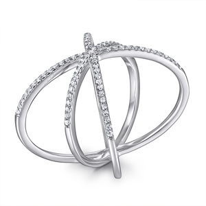 925 argent bijoux de mode sans ternissement bague de mariage croisé en forme de rhodium placage CZ <span class=keywords><strong>Cris</strong></span> croix atomique X planète Zircon anneaux - Product Image 3