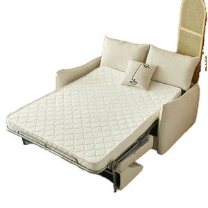 Juego de Cama Inteligente Moderno Gerfenii, Gris Oscuro, Extensible, Colchón de Esponja de Alta Densidad, Reclinable, Cuero Genuino, para Hotel/Apartamento - Product Image 4
