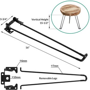 Pieds de table en fer forgé, acier au carbone, design industriel, utilisation extérieure, installation facile, vis blanches - Product Image 3